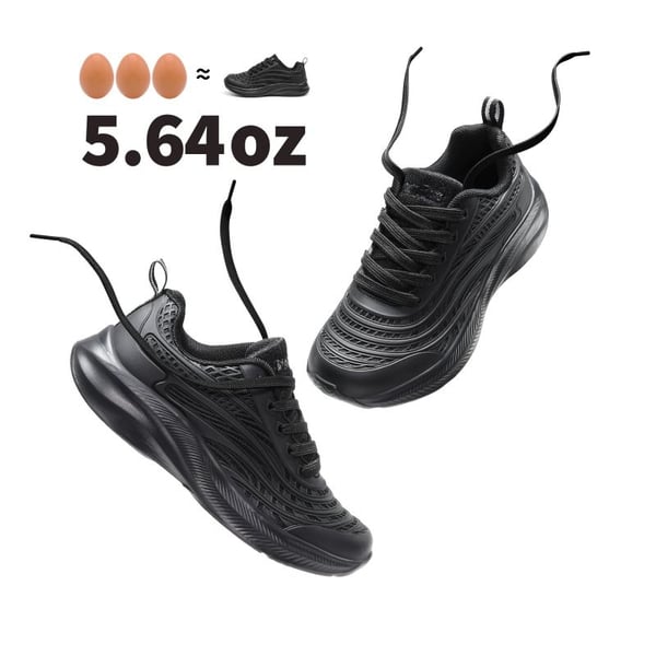 [Sparkle Glitter] Kids Lace-up Running Sneakers - ALL BLACK - 3